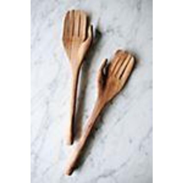 Connected Goods Olive Wood Hand Salad Servers