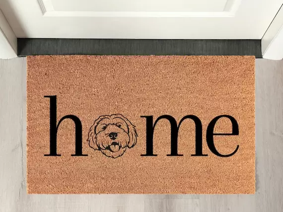 HOME Doodle Dog Coir Doormat | Welcome Mat for Goldendoodle, Labradoodle, Cavapoo, Bernedoodle, or Poodle Mix Owners!