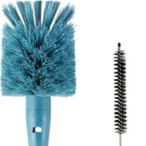 2-in-1 Water Bottle Brush Cleaner and Water Bottle Straw Cleaner Brush, Water Bottle Brush with Removable Head and Twist n’ Hide Straw Brush, Smokey Blue