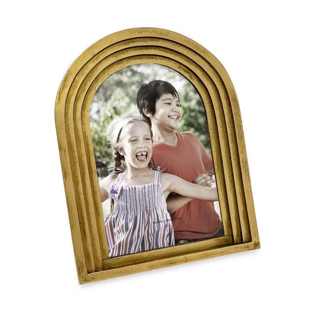 Isaac Jacobs 4x6 Vertical Gold Arc Resin Picture Frame with Gradient Design, Decorative Photo Frame, Tabletop & Wall Display, Hanging Display & Home Decor (4x6, Gold)