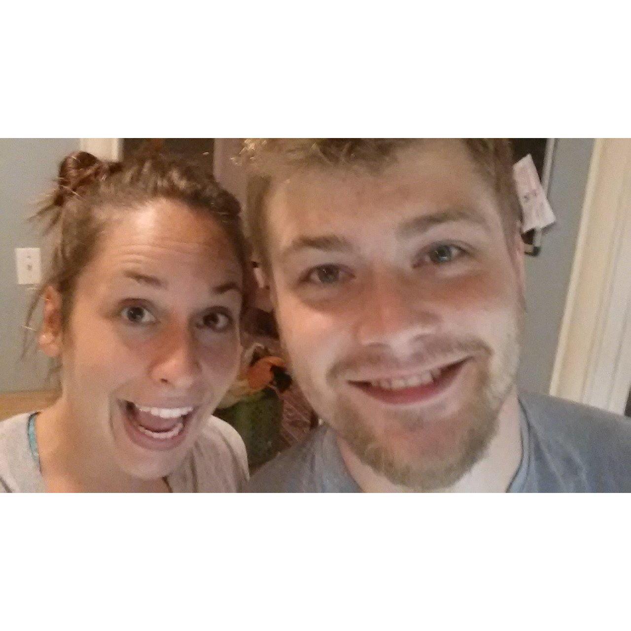 Terrible picture, but this was the night we moved in together - 2014!