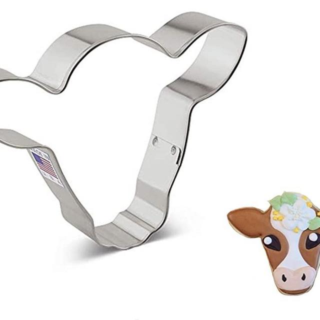 Ann Clark Cookie Cutters Cute Cow/Steer Face Cookie Cutter, 4.5"