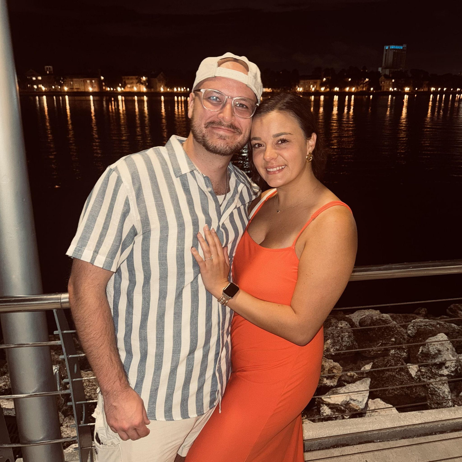 The night we got engaged! Right in front of a hot air balloon, next to the water, in Disney Springs. Just us two!