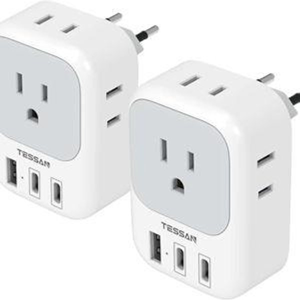 2 Pack European Travel Plug Adapter