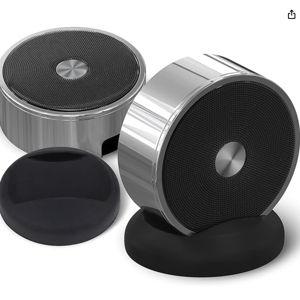 Bluetooth Speaker Set: Wireless Stereo Dual Pairing Portable Twin TWS System With Big Rich Bass Hi-Fi Multi-Room Indoor Outdoor Use Home Deck Pool Work Travel Party Camping Gift Decor Idea (Chrome)