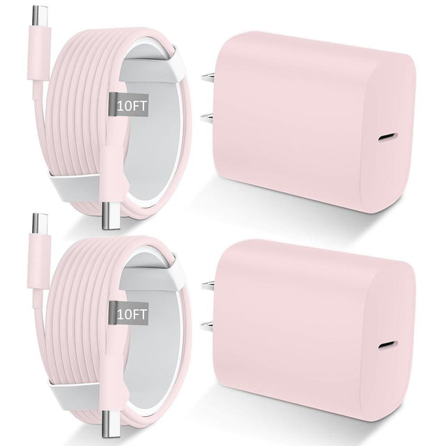 Phone 17 16 15 Charger Fast Charging Type C Chargers USB C Fast Charger Block & Phones 17 Charger Cord 10FT Long USB C Charging Cable for i.Phone 17/17 Pro/17 Pro Max/Air/Phone 16 15 Pro Max,Pink