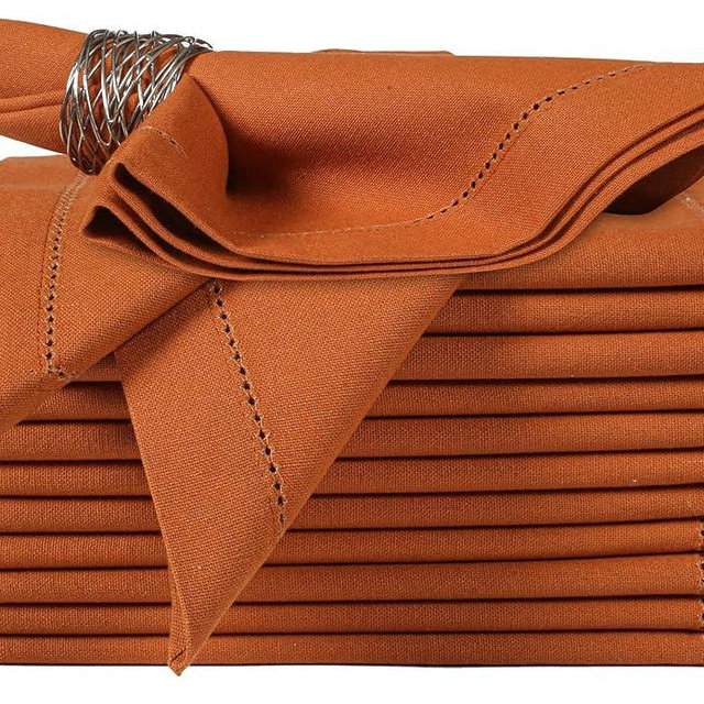 Cloth Napkins,Cotton Napkins,Dinner Napkins,Cloth Napkins Set of 12 Cotton,Napkins Cloth,Cloth Napkin Cotton,Hemstitched Wedding Napkins, Machine Washable Napkins 18x18 Roasted Pecan