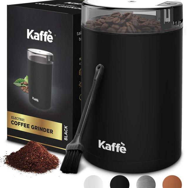 Kaffe Electric Coffee Grinder - 14 Cup Capacity. Cleaning Brush Included. Perfect for Coffee, Spices, Nuts, Herbs, Corn! (Blade Grinder, Black)