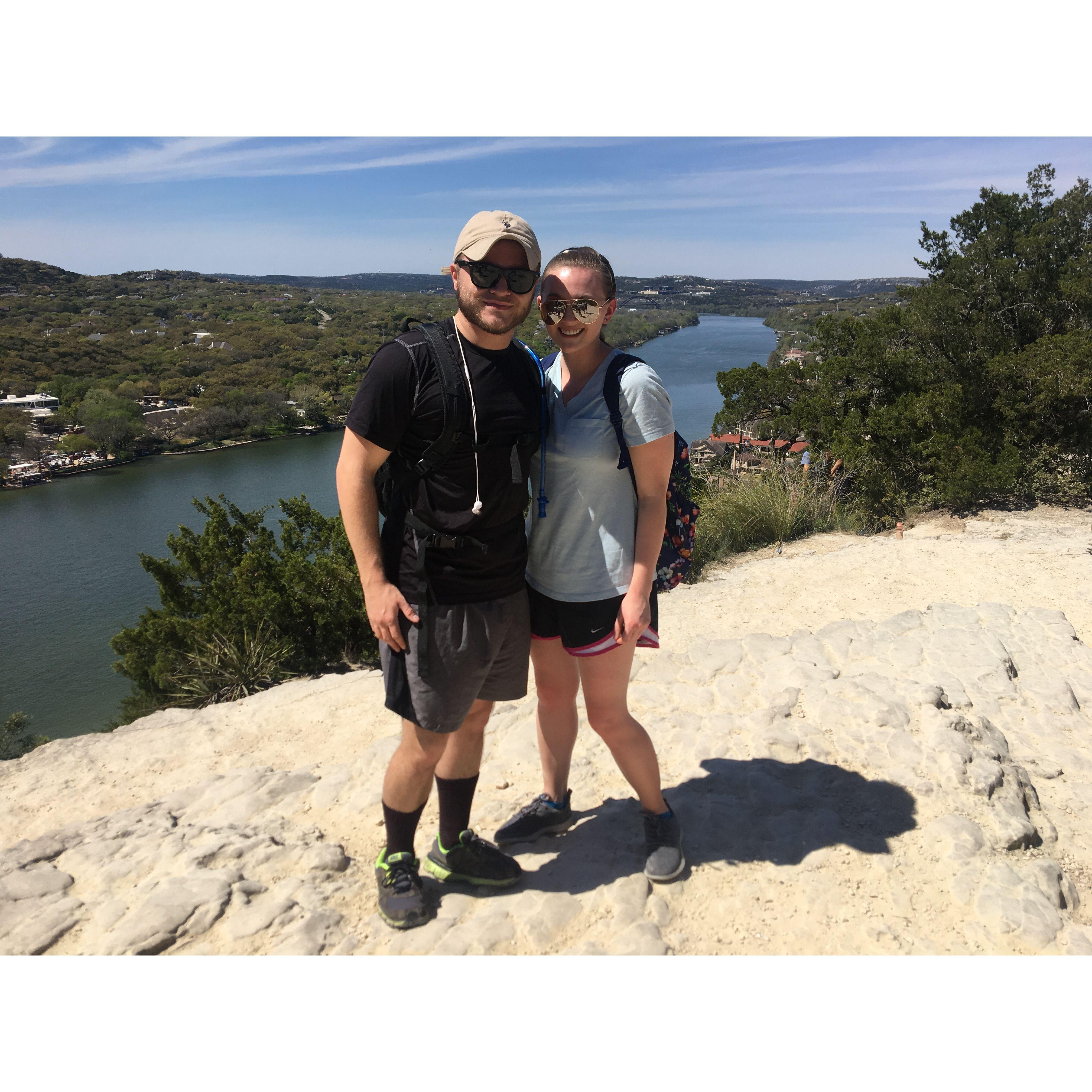 Hiking Mt. Bonnell in our first couple of months together - hiking was one of our favorite dates when we were first dating