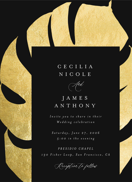Maui Portrait Foil | Black | Zola Wedding Invitations