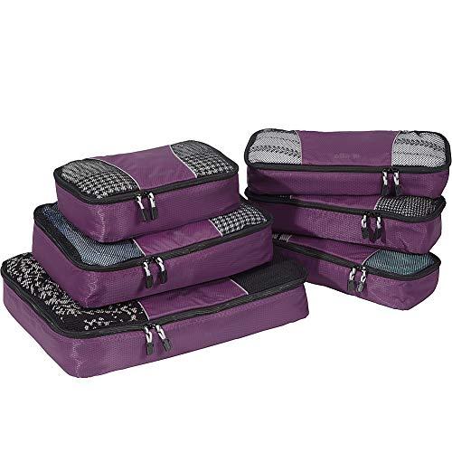 eBags Classic Packing Cubes for Travel - 6pc Value Set - (Eggplant)