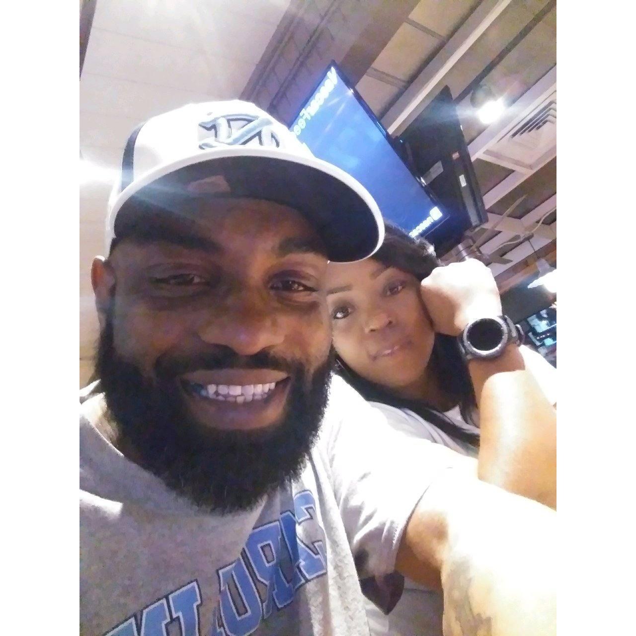 I baenapped him and drove to Charlotte for the weekend for the Carolina play off game! Tar heels Win!!!