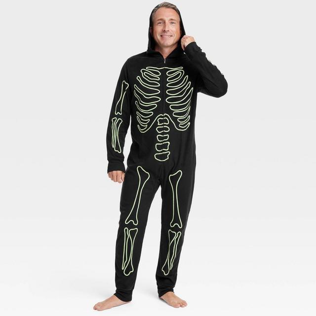 Men's Glow-In-The-Dark Skeleton Halloween Matching Family Union Suit - Hyde & EEK! Boutique™ Black L