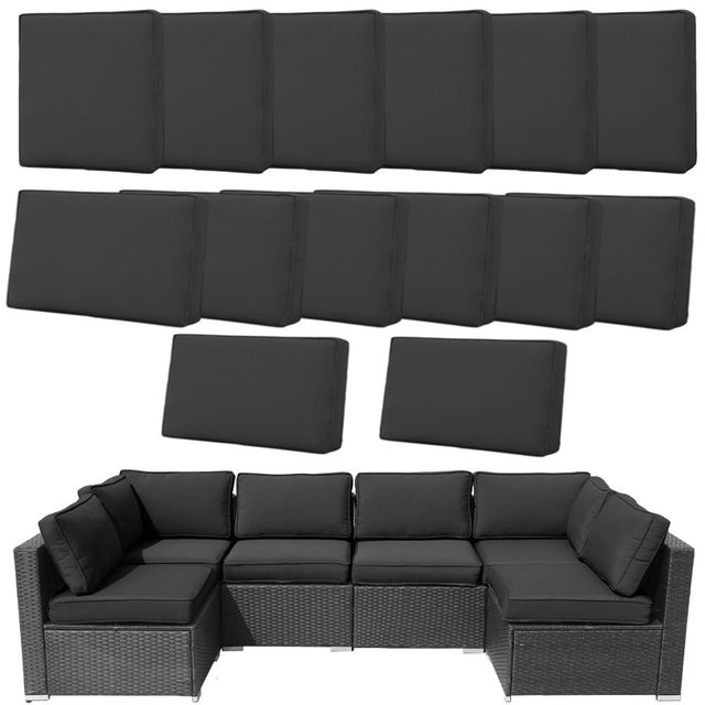Frxeyaliz 14Pcs Outdoor Cushion Covers Replacement Washable w/Zipper for 6-Seaters Sofa Patio Slipcovers Set Seat and Back Covers Only-23.6x23.6x4inch
