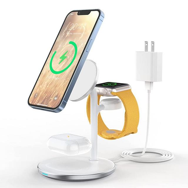 3 in 1 Wireless Charging Station for Multiple Devices, 15W Fast Wireless Mag-Safe Charger Stand for iPhone 14 13 12 Pro Max/Plus/Pro/Mini, Mag Charger for iWatch Ultra/8/7/SE/6/5/4/3/2, AirPods