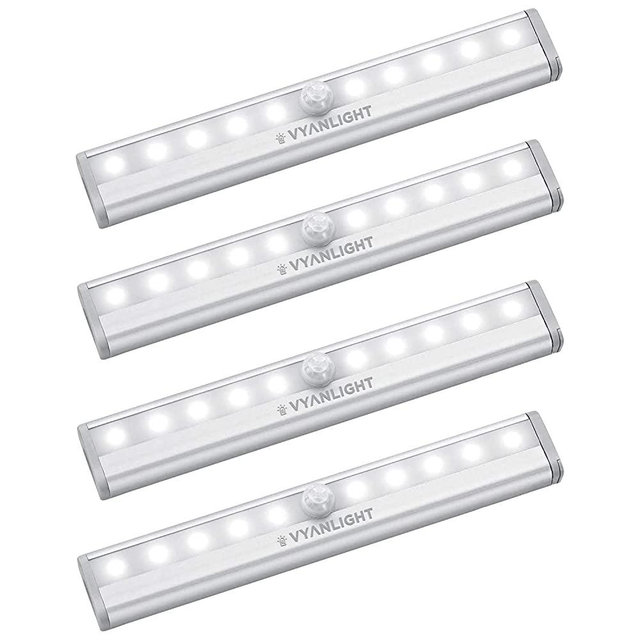 LED Closet Light Motion Activated, Under Cabinet Lights, Homelife Motion Sensor LED Lights, Stick-on Anywhere Battery Operated 10 LED Motion Sensor Night Light for Closet Hallway Stairway (4 Pack)