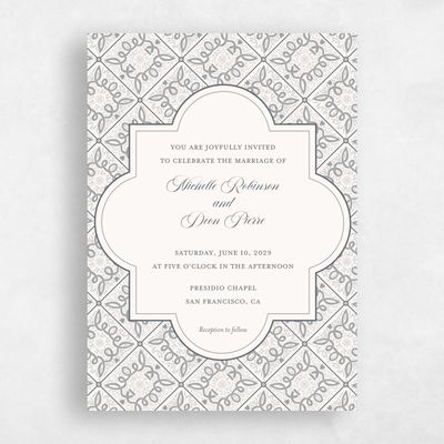 Pewter Gray, Grey Wedding Invitation - Como Portrait