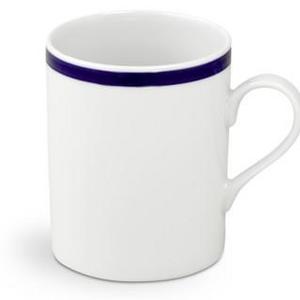 Brasserie Blue-Banded Porcelain Mugs, Set of 4
