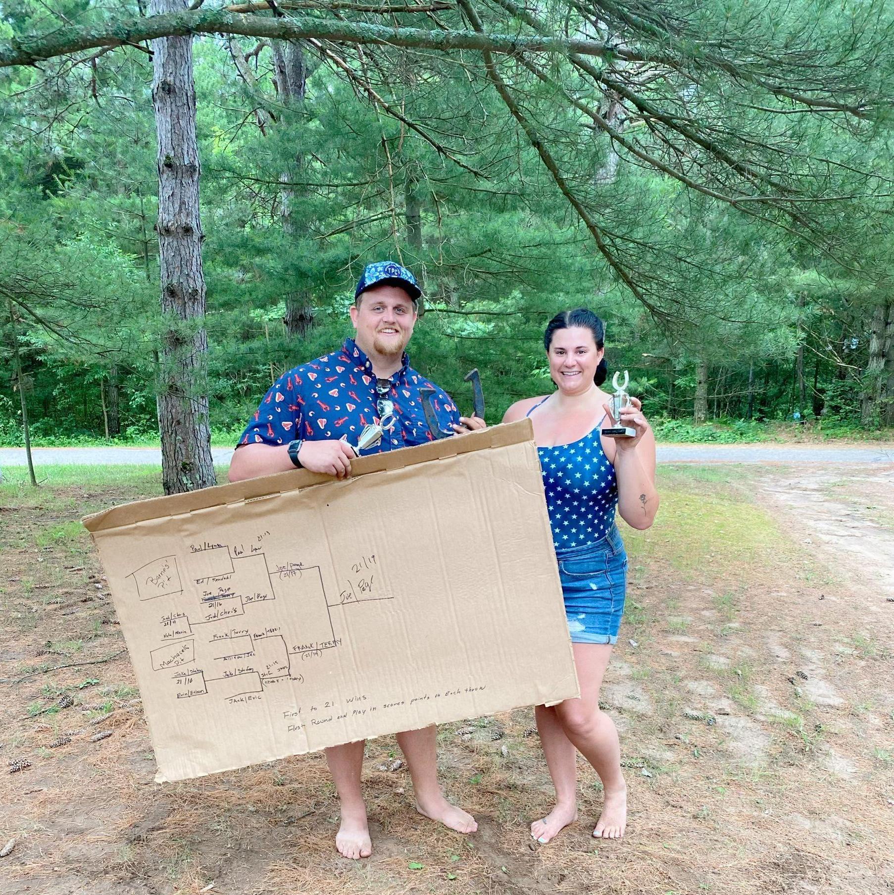 Annual horseshoe champs! Its a big deal at the Machacek cabin!