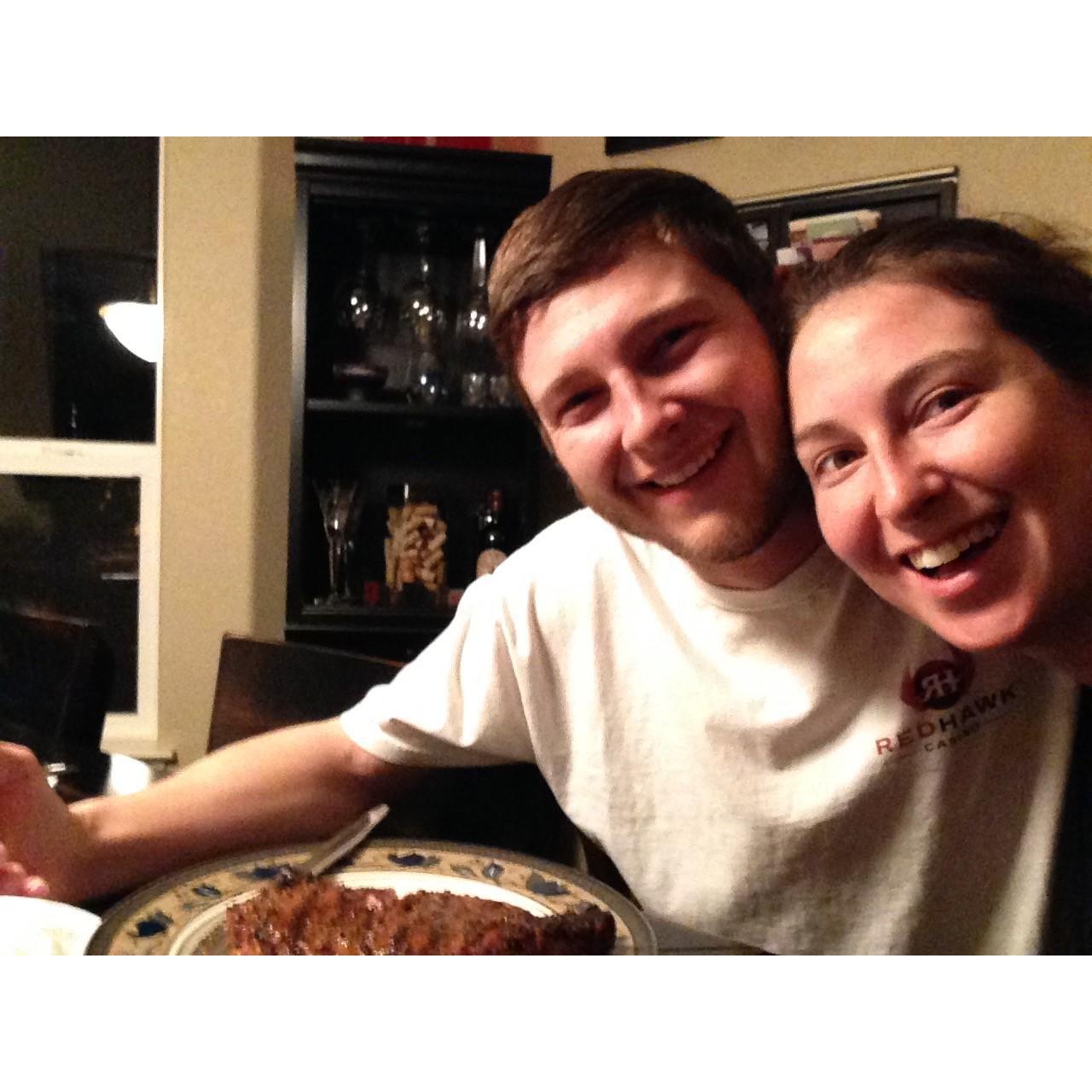 Our first Valentine's dinner together. We'd been together for years already but retail schedules never allowed us to spend it together!