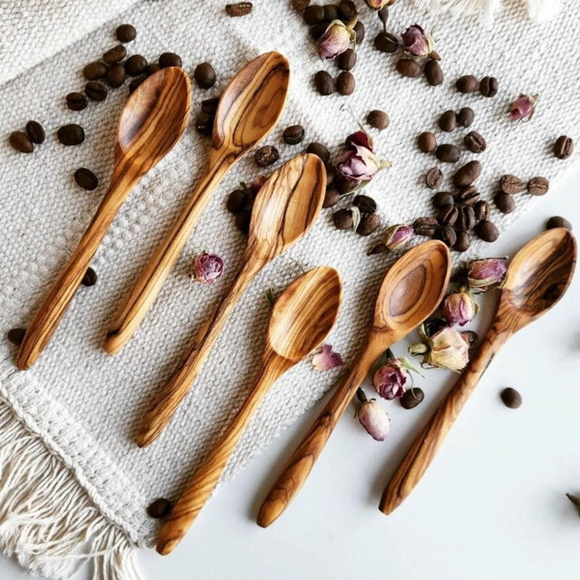 6 Pieces Small Olive Wood Spoons - 6...
