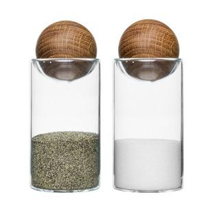 Sagaform Nature Collection Salt and Pepper Shakers Glass Oak Stopper 4 1/2-Inch, Set of 2