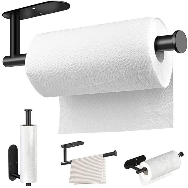 MGahyi Paper Towel Holder Wall Mount, Self Adhesive Or Drilling Under Cabinet Kitchen, 13.2 inch Stainless Steel Paper Towel Roll Rack, Towel Roll Hanger for Bathroom