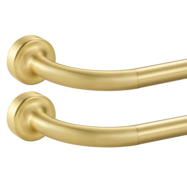 2 Pack Brass Disc Curtain Rods, 28-48 Inches Window Curtain Rod,Adjustable Room Darkening Curtain Rod with Aluminum Finials and Brackets,Wrap Around Design