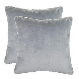 Solid Faux Fur Square Throw Pillow in Light Grey (Set of 2)