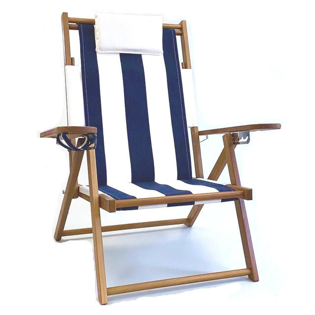 Nauset Recliner- Navy Stripe | Cape Cod Beach Chair Company