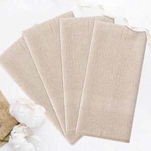 Homaxy Premium Kitchen Towels(18”x 28”, 6 Pack), Large Cotton Kitchen Hand Towels, Flat and Terry Dish Towels, 380 GSM Highly Absorbent Tea Towels Set with Hanging Loop, Khaki