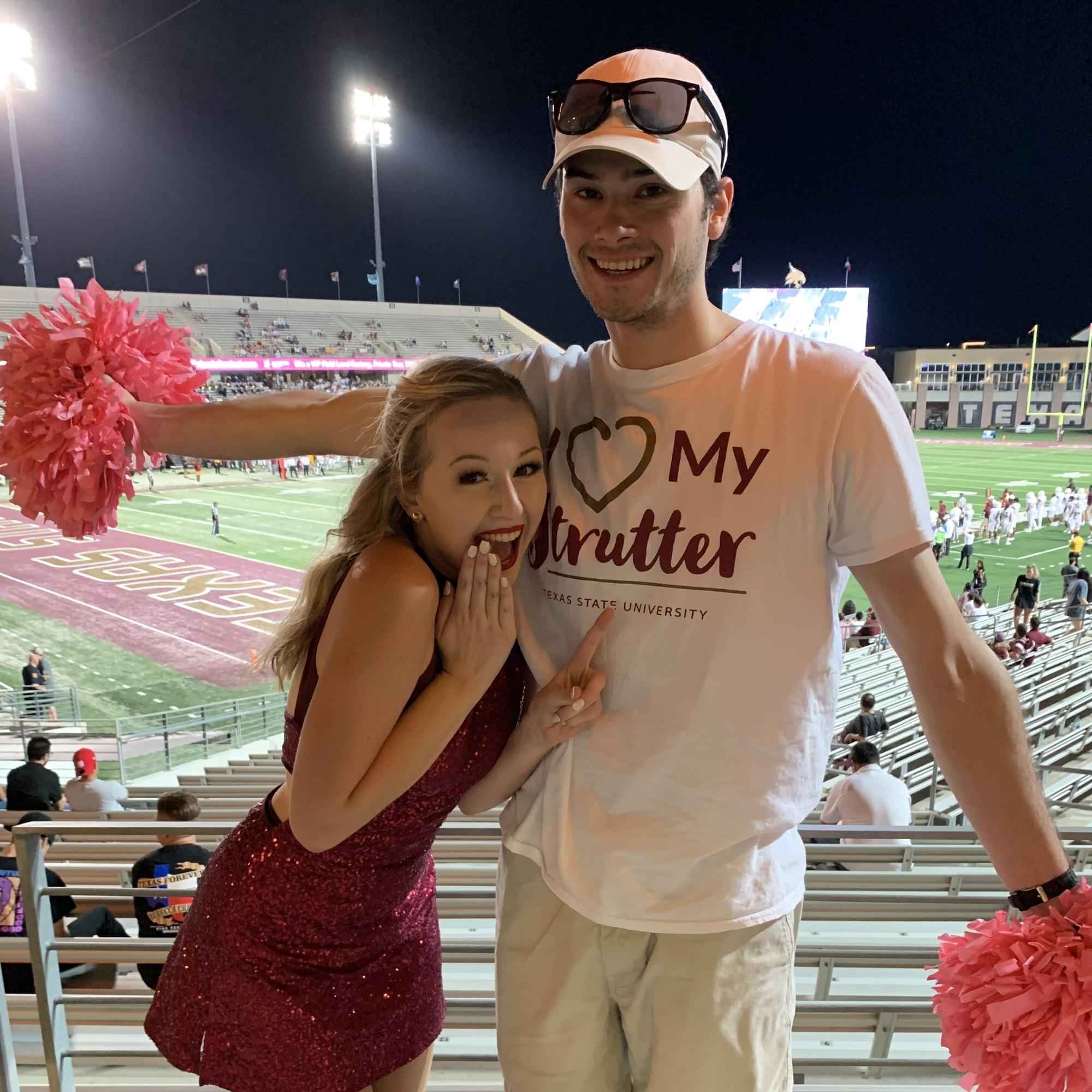 October 10th, 2019 - Dylan supporting Caitlin at a TXST Football home game