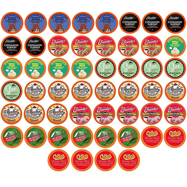 Two Rivers Coffee Flavored Coffee Pods Sampler Compatible with K Cup Brewers Including 2.0, Single Serve Variety Pack, Assorted, 52 Count
