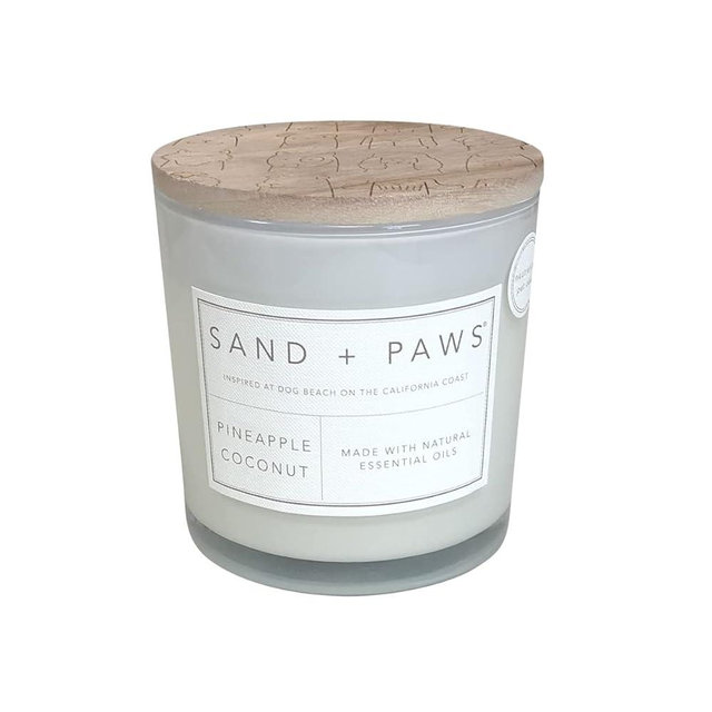 Sand + Paws Scented Candle - Pineapple Coconut - Additional Scents and Sizes –Luxurious Air Freshening Jar Candles Neutralize pet Odors and Enhance Home décor – 100% Cotton Lead-Free Wicks - 21 oz