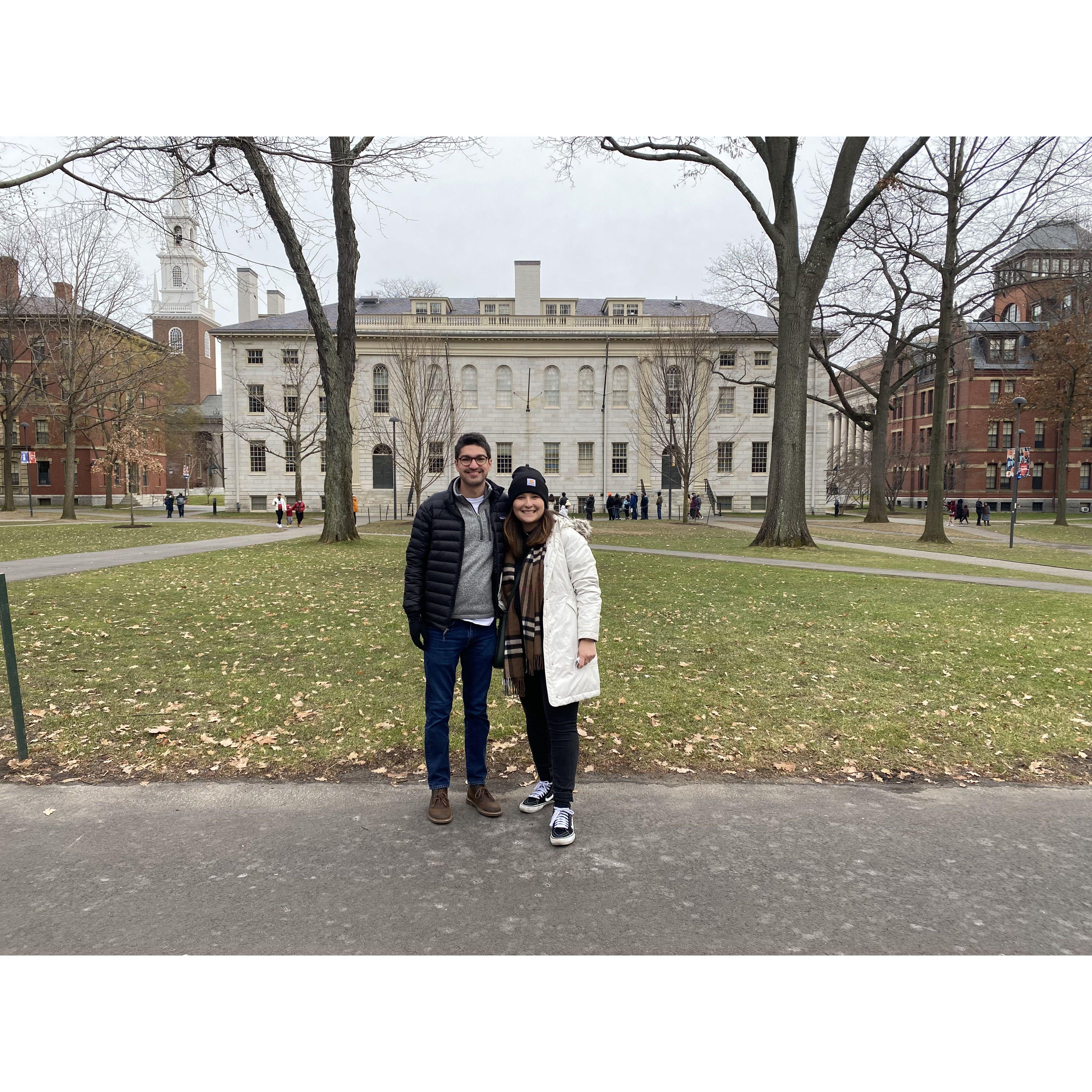 Cameron's first visit to see Adler and his mom in Boston. Harvard Yard, MA