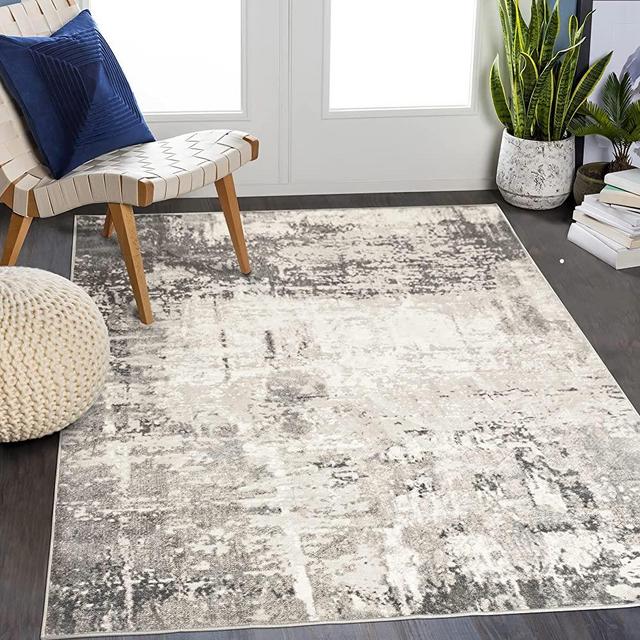 Art&Tuft Washable Rug, Anti-Slip Backing Abstract Area Rug 6x9, Stain Resistant Rugs for Living Room, Foldable Machine Washable Area Rug (TPR22-Green/Grey, 6'x9')