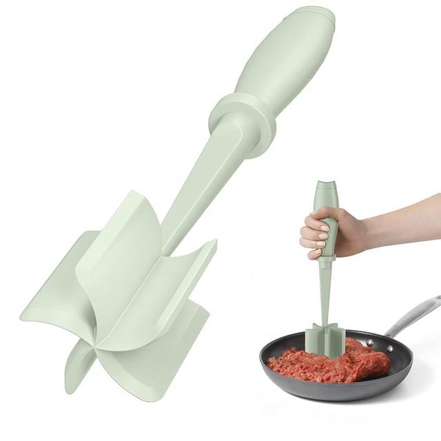 Meat Chopper, Hamburger Grinder, Premium Heat Resistant Smasher for Ground Beef, Burger Grinder Nylon Potato Mix Tool-Green
