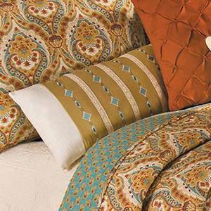 Valencia Embroidered Diamond and Crochet Pillow