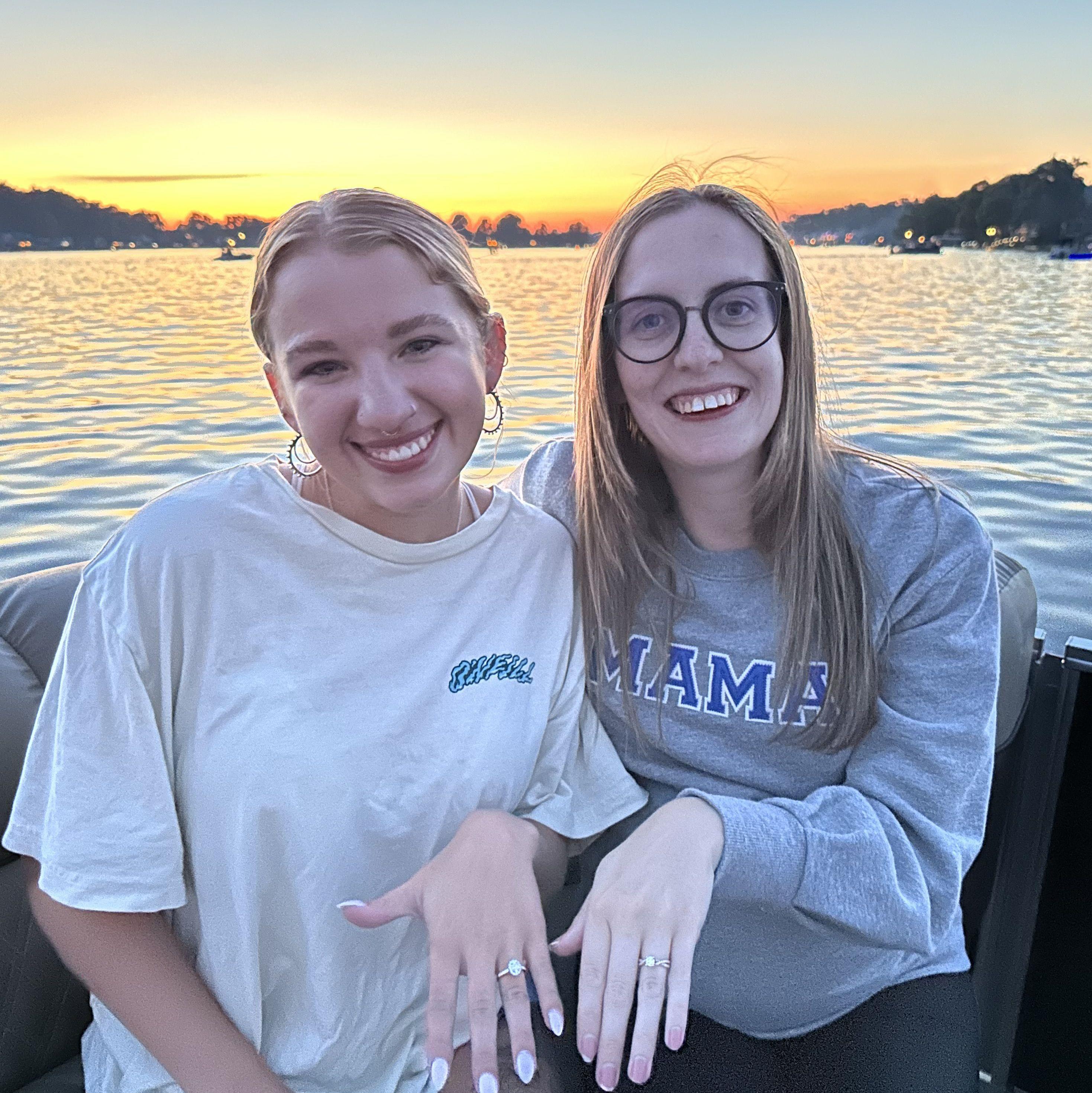 Sydney and Marissa with their engagement rings