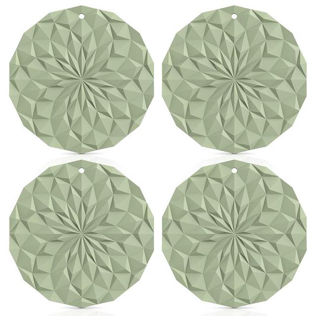 ME.FAN Silicone Trivet Mats - 4 Pack Pot Holders - 7.4'' Thickened Hot Pads for Hot pots, Pans and Dishes, Heat Resistant Silicone Trivet for Table and Counter Top Desert Sage