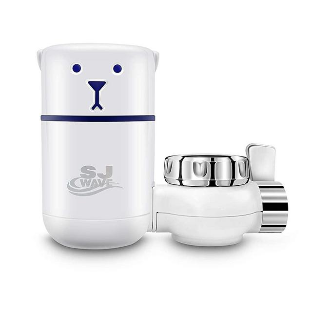 SJ WAVE Water Faucet Filter System - Water Faucet Filter Purifier Faucet Mount Water Filters for Sink (White, Bear Shape)