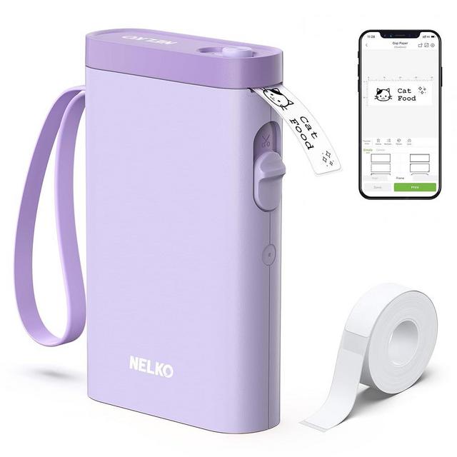 Nelko Label Maker Machine with Tape, P21 Bluetooth Label Printer, Wireless Mini Label Makers with Multiple Templates for Office Home, Purple