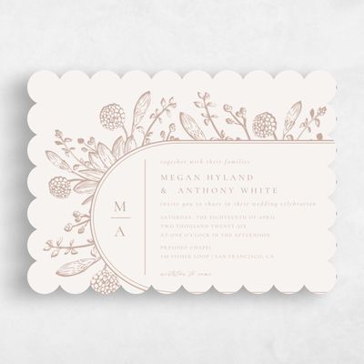 Beige Scalloped Wedding Invitation - Preciada Landscape