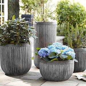 Pottery Barn Concrete Fluted Planter, Medium