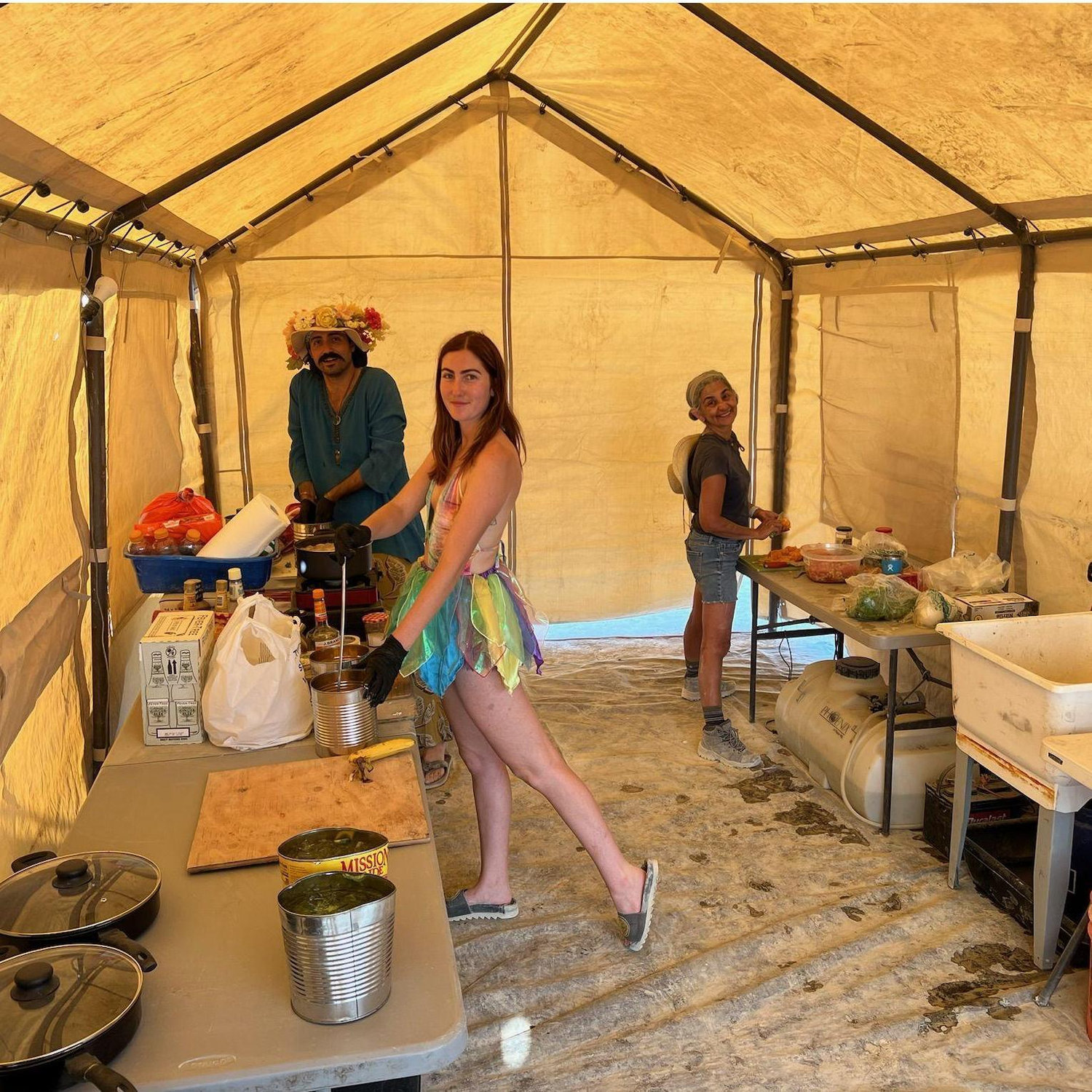 Cooking a camp meal at Burning Man.