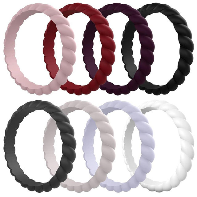 Egnaro Silicone Ring Women Thin and Stackable Rubber Rings Women Wedding Bands - 2.5mm Width - 1.8mm Thick
