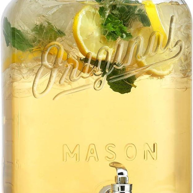 2 GALLON Glass Drink Dispensers for Parties, Original Mason Ice Beverage Dispensers, Glass Water Dispenser with Spigot, Laundry Detergent Dispenser, Lemonade Dispenser