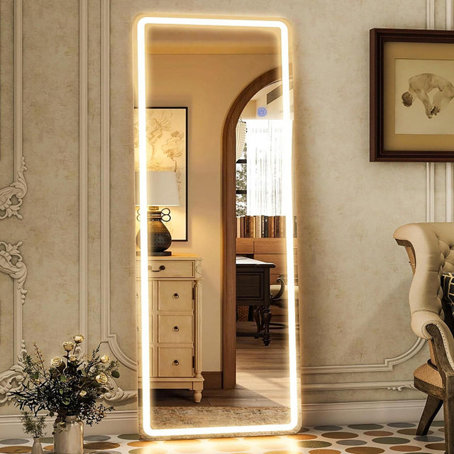 LED Full-Length Mirror with Aluminum Alloy Frame, Adjustable Color Temperature, 3-in-1 , 60-Inch Smart Body Mirror