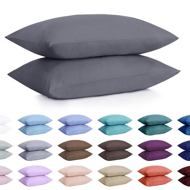 DreamHome Microfiber Pillowcases, Set of 2 (Standard, Dark Grey)