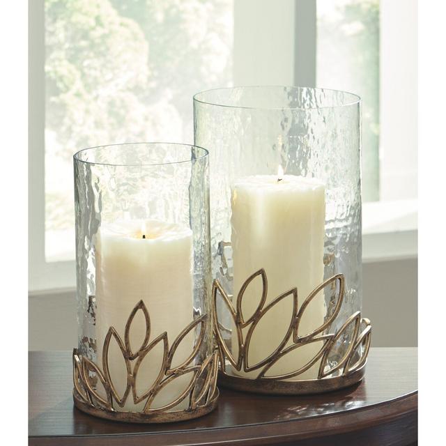 2 Piece Glass Hurricane Set (Set of 2)